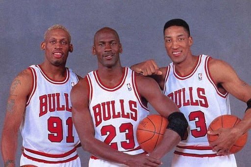 Michael Jordan, Scottie Pippen and Dennis Rodman