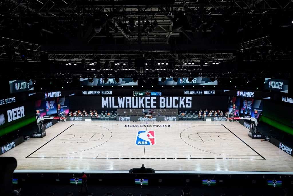 NBA Boycott. Empty court in game 5 of Bucks Vs Magic.