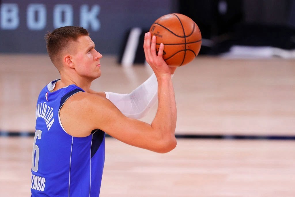 Kristaps Porzingis in Dallas Mavericks colors