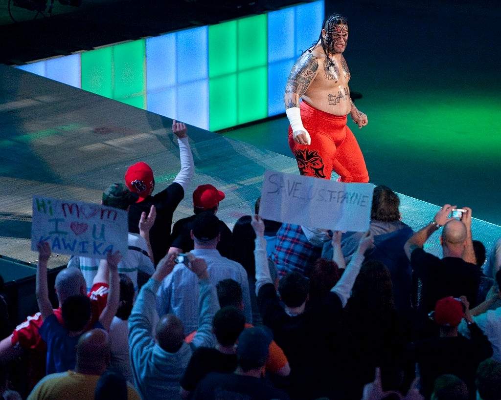 Umaga behind the Titantron