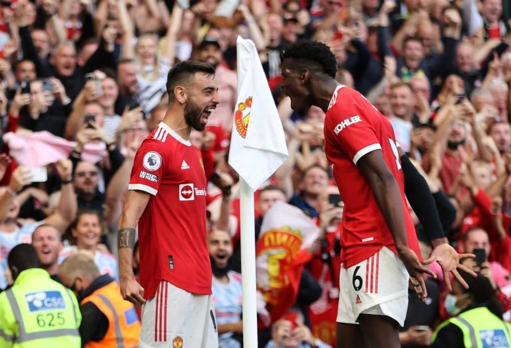 Bruno Fernandes and Paul Pogba Man United vs Newcastle