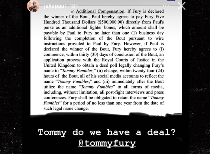 jake paul vs tommy fury agreement