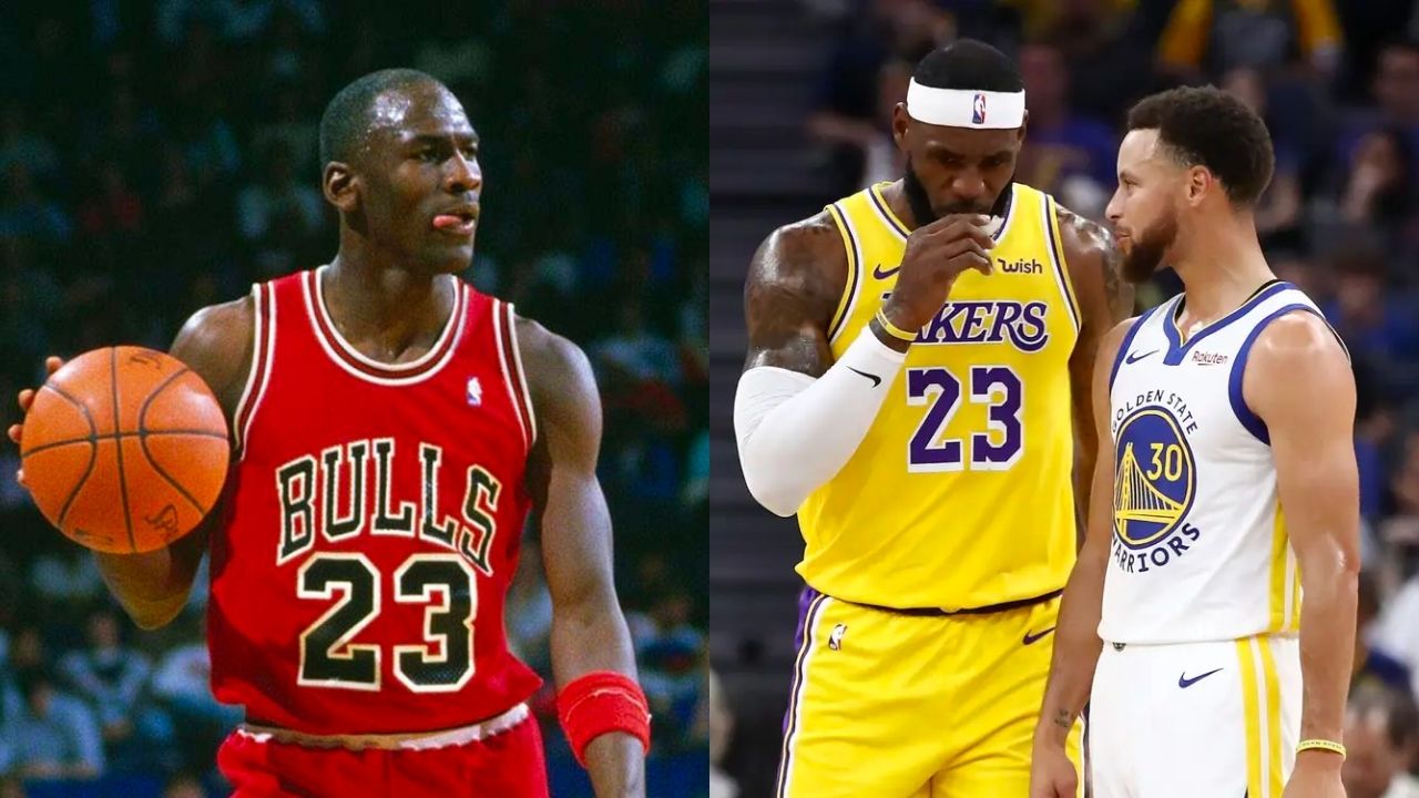 Steph Curry, LeBron James and Michael Jordan