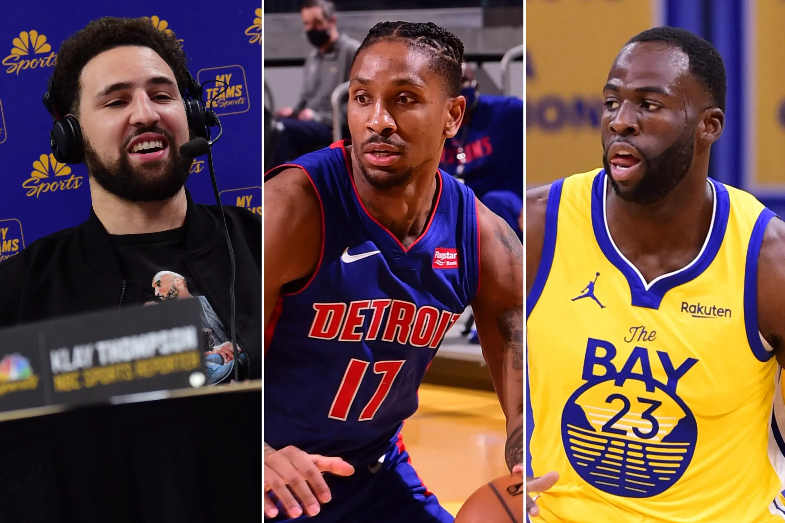 Klay Thompson, Rodney McGruder and Draymond Green