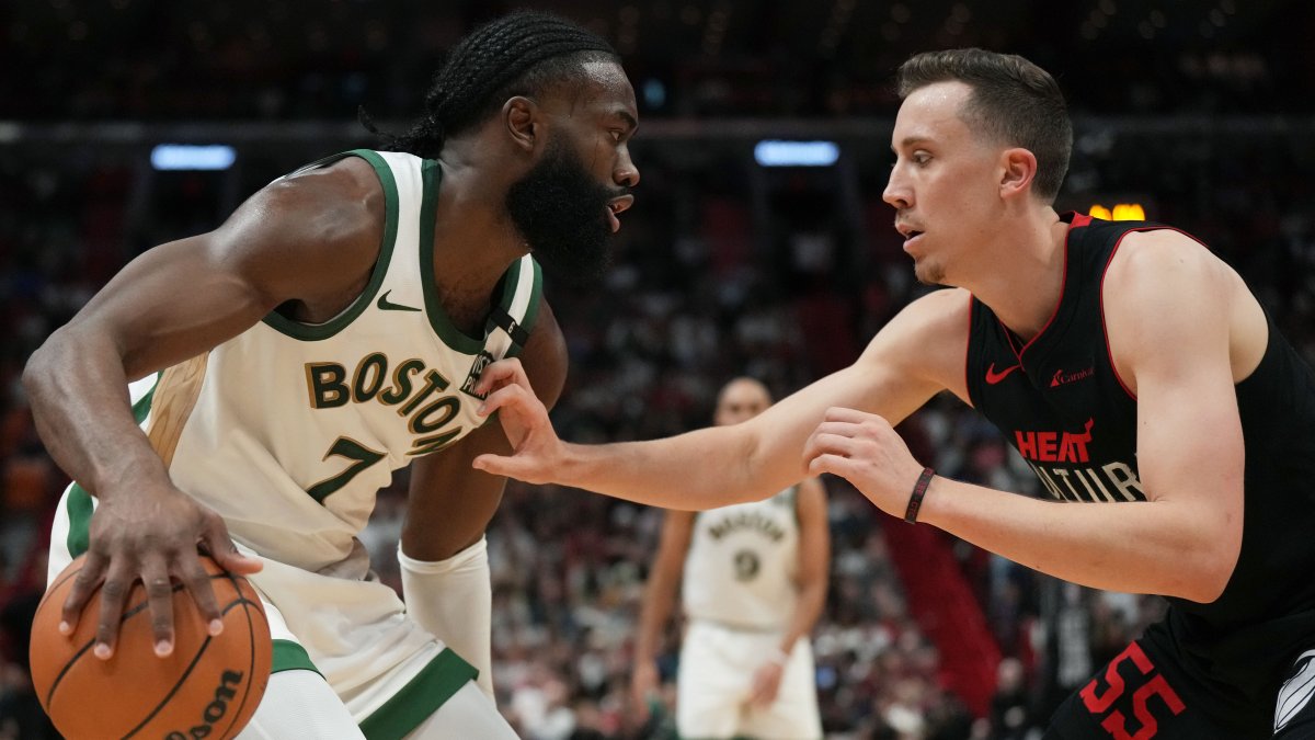 Jaylen Brown and Duncan Robinson